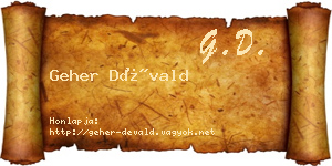 Geher Dévald névjegykártya